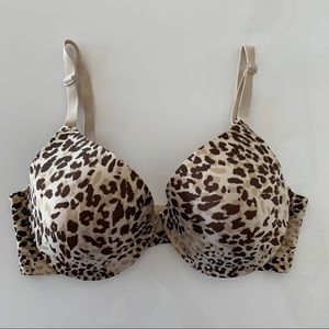 Maidenform 34D Brown and Tan Leopard Print Padded Bra